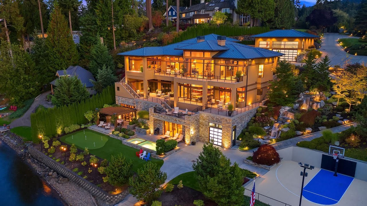 image 0 $13950000! Incredible Lakefront Estate In Bellevue With Breathtaking Views From Every Corner
