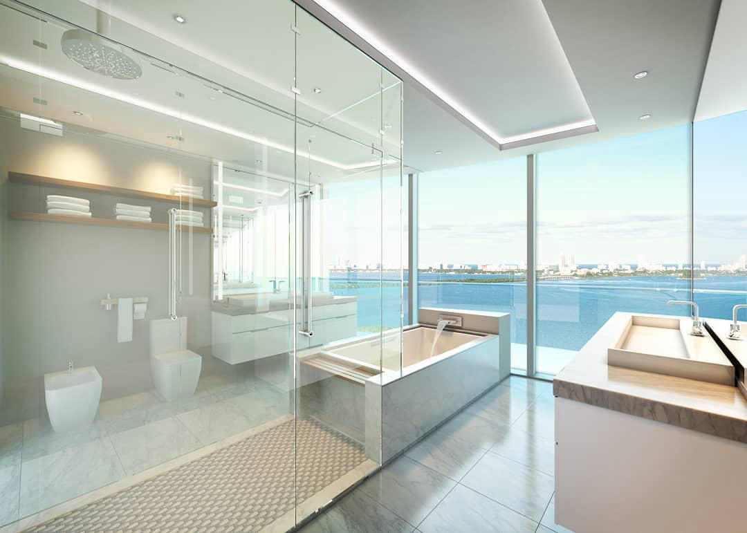 MIAMI REAL ESTATE - Whether you're taking a steam shower or soaking in your hot tub, enjoy breathtak