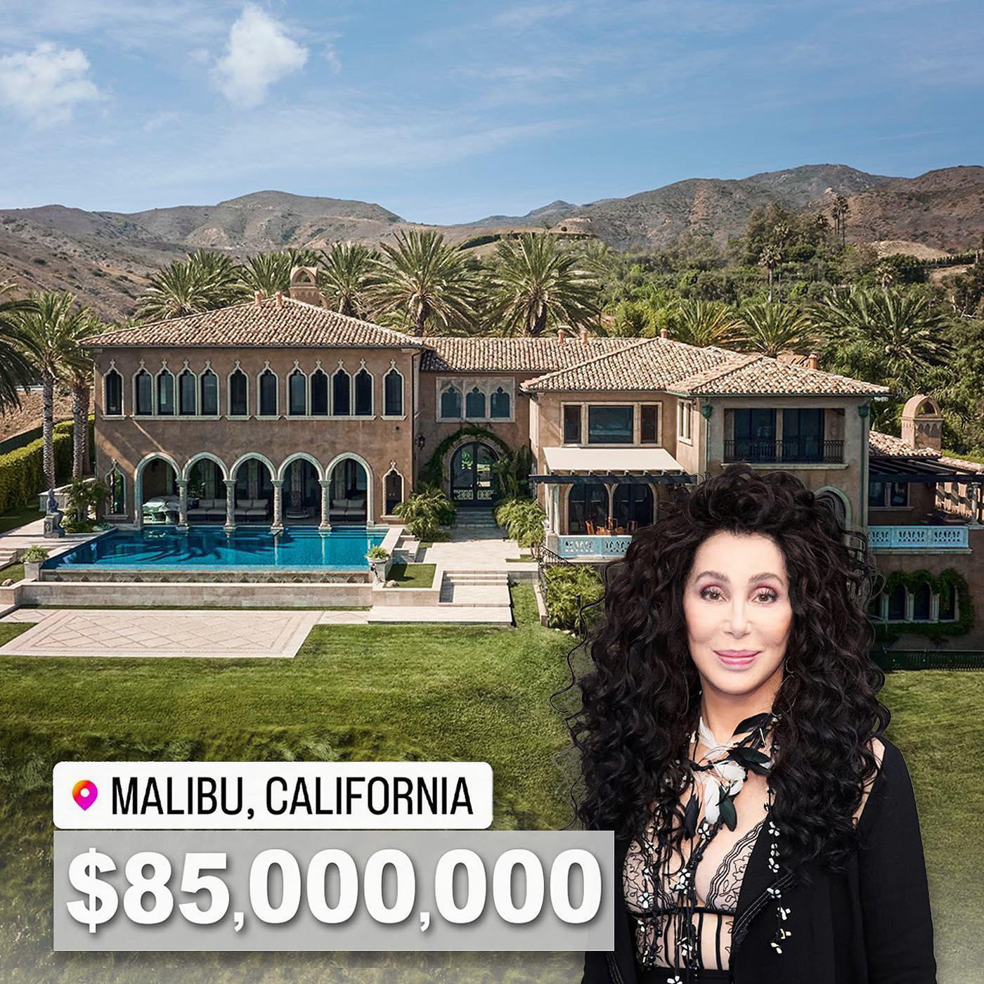 Millionaire Homes - The Goddess of Pop #cher is asking $85m for her massive Malibu mansion